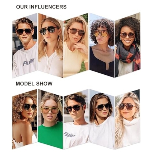 Polarized Aviator Sunglasses Classic 70s Vintage Square Brown - Picture 3 of 5